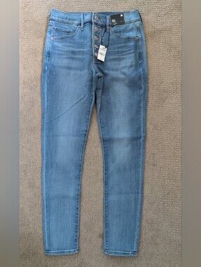 Express Mid Rise Skinny 5 Button Waist Medium Blue Jeans/ Denim